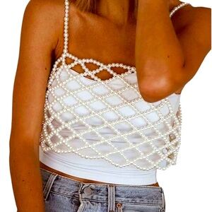 BRAND NEW URBAN OUTFITTERS White Embellished Crop Camisole By Urban Outfitters!
